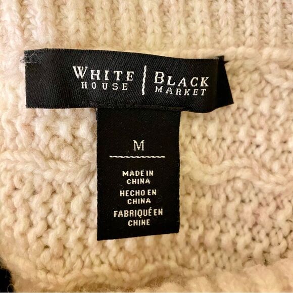 White House Black Market Poncho Cowl Neck Women Size Medium Geometric Pattern - Picture 4 of 6